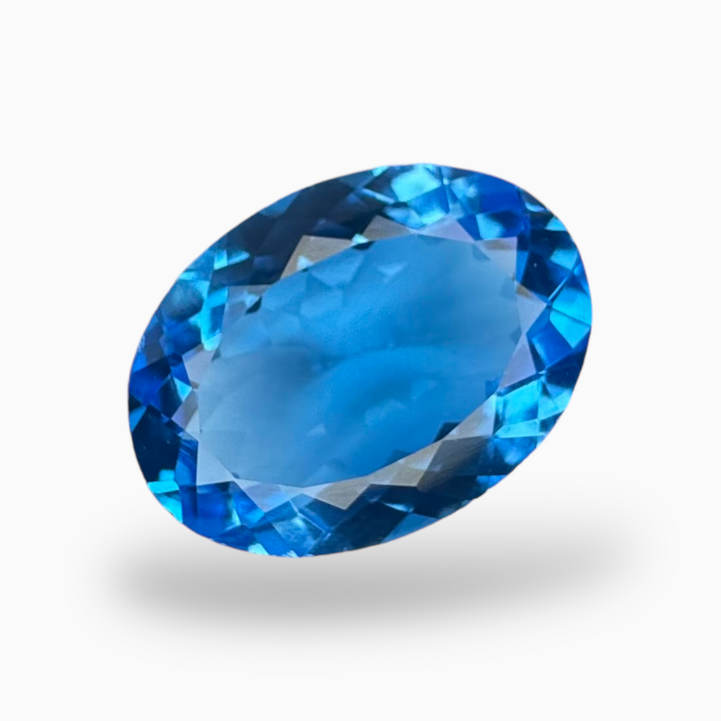 Deep Swiss Blue Topaz Oval Shape 13.25 Carats Stone Size 20X15mm