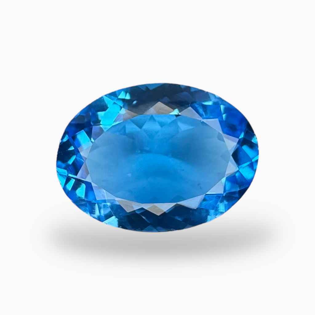 Deep Swiss Blue Topaz Oval Shape 13.25 Carats Stone Size 20X15mm