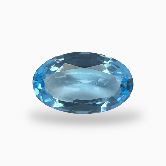 Swiss Blue Topaz 13.32 Carats Oval Shape Size 19X12mm Deep Sky Blue Color