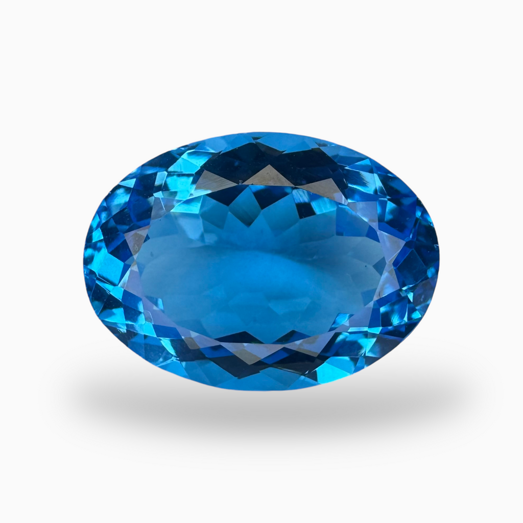 Deep Swiss Blue Topaz Oval Shape 15.30 Carats Stone Size 18X13.5mm