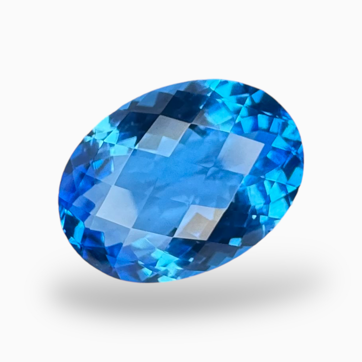 Deep Swiss Blue Topaz Oval Shape 51.60 Carats Stone Size 25X19mm Rose Cut