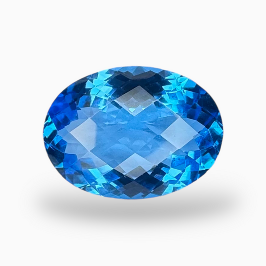 Deep Swiss Blue Topaz Oval Shape 51.60 Carats Stone Size 25X19mm Rose Cut