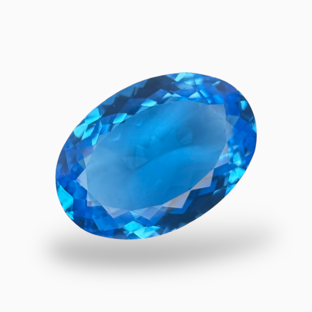 Deep Swiss Blue Topaz Oval Shape 19.91 Carats Stone Size 21X15mm
