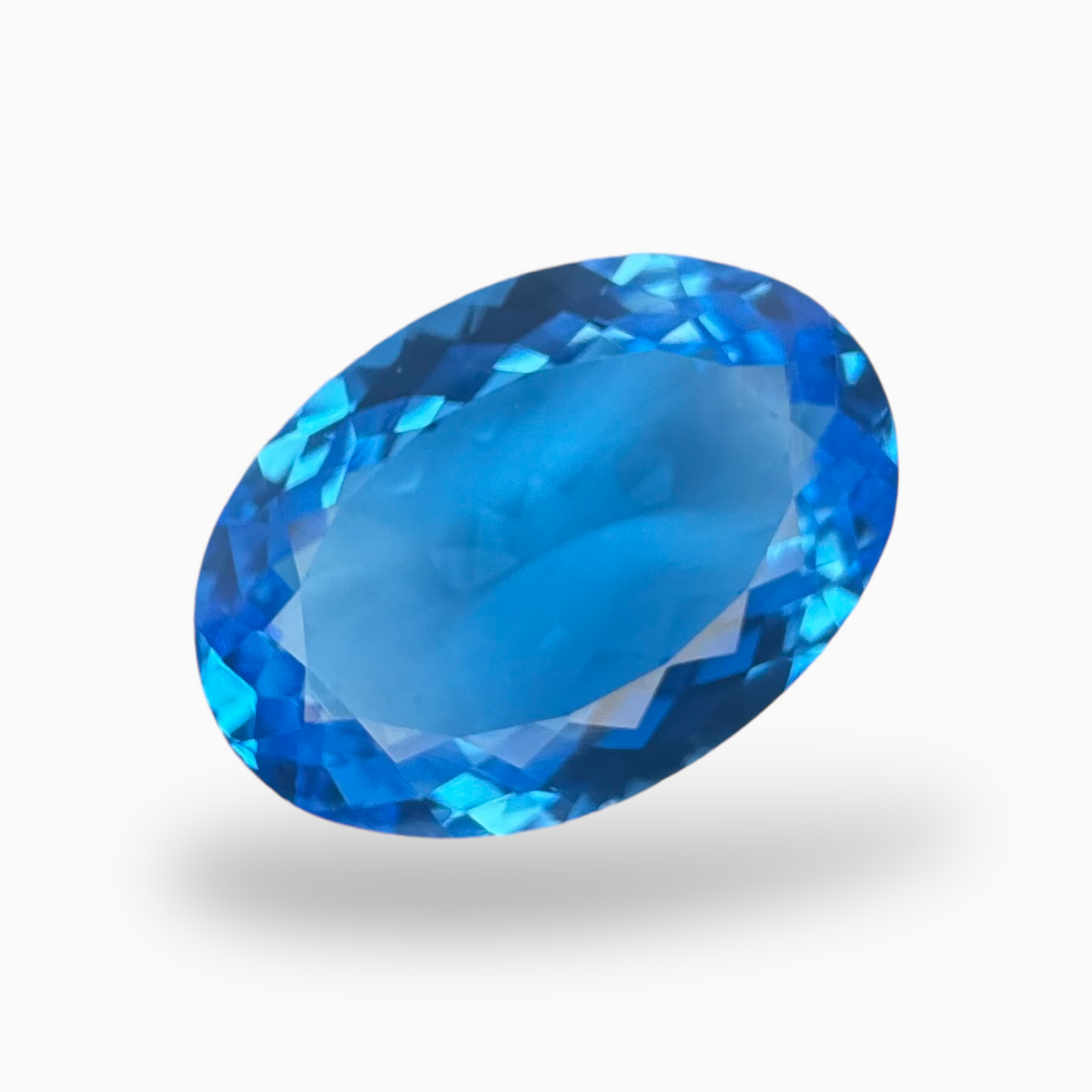 Deep Swiss Blue Topaz Oval Shape 19.91 Carats Stone Size 21X15mm