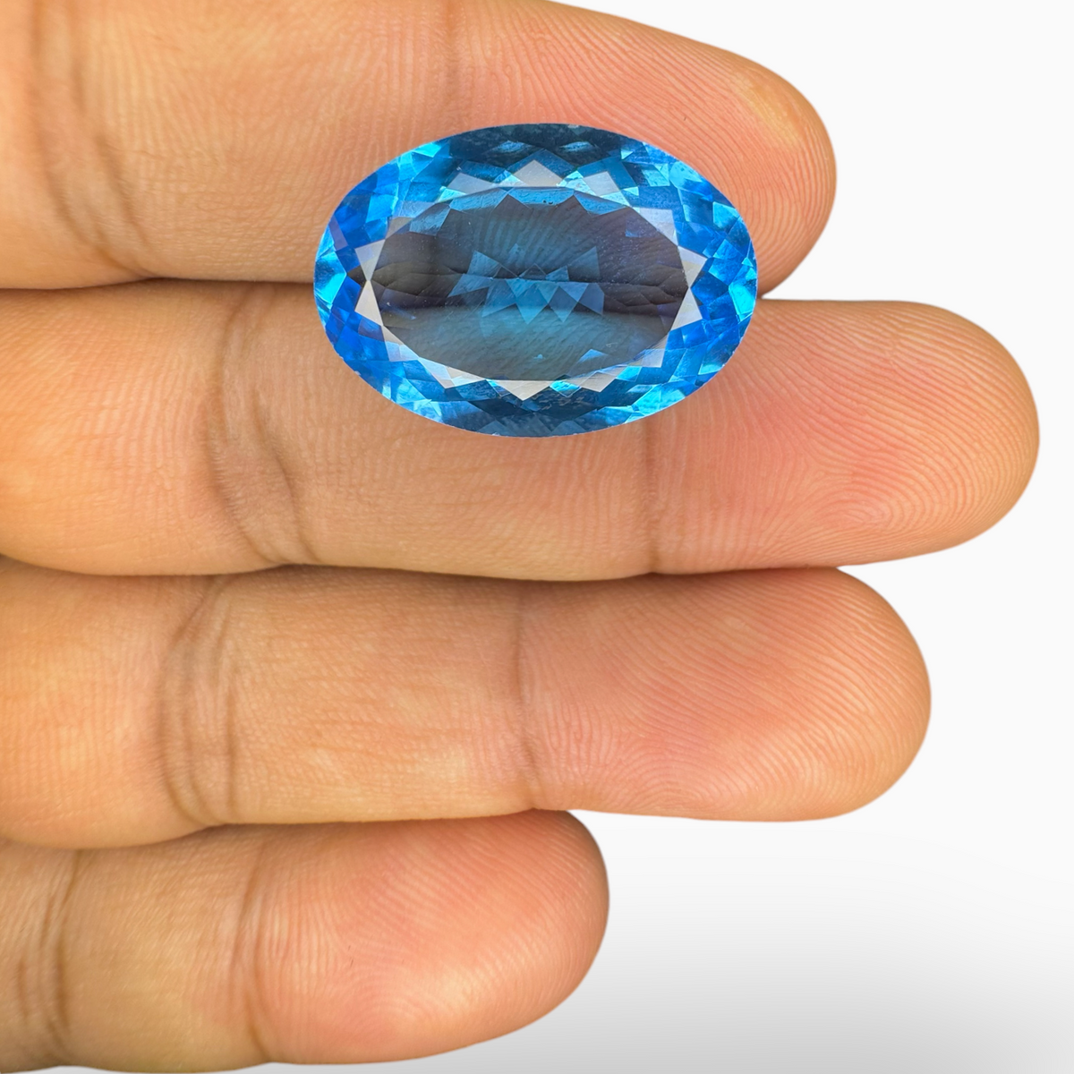 Deep Swiss Blue Topaz Oval Shape 19.91 Carats Stone Size 21X15mm