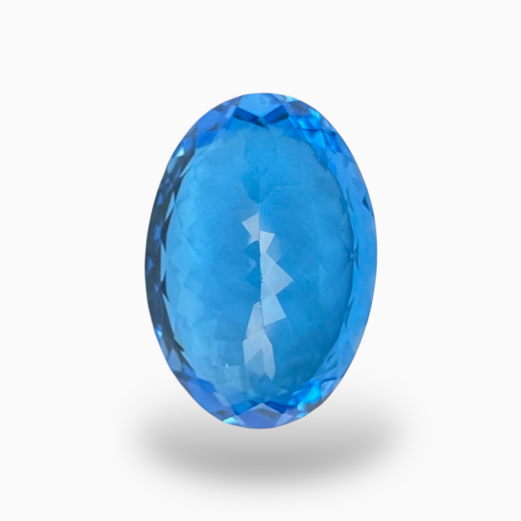 Deep Swiss Blue Topaz Oval Shape 19.91 Carats Stone Size 21X15mm