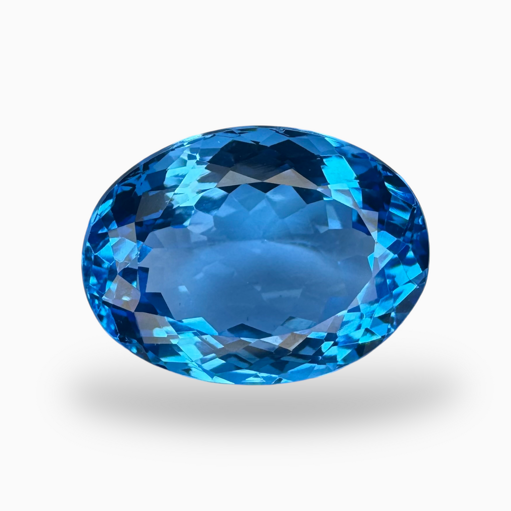 Deep Swiss Blue Topaz Oval Shape 21.30 Carats Stone Size 19.5X14.5mm