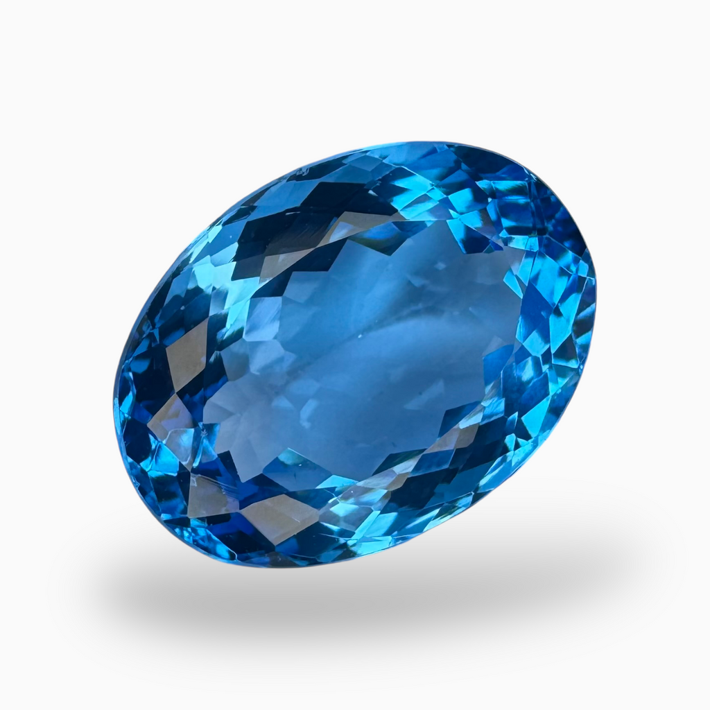 Deep Swiss Blue Topaz Oval Shape 21.30 Carats Stone Size 19.5X14.5mm