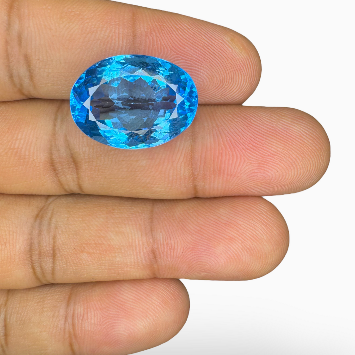 Deep Swiss Blue Topaz Oval Shape 21.30 Carats Stone Size 19.5X14.5mm