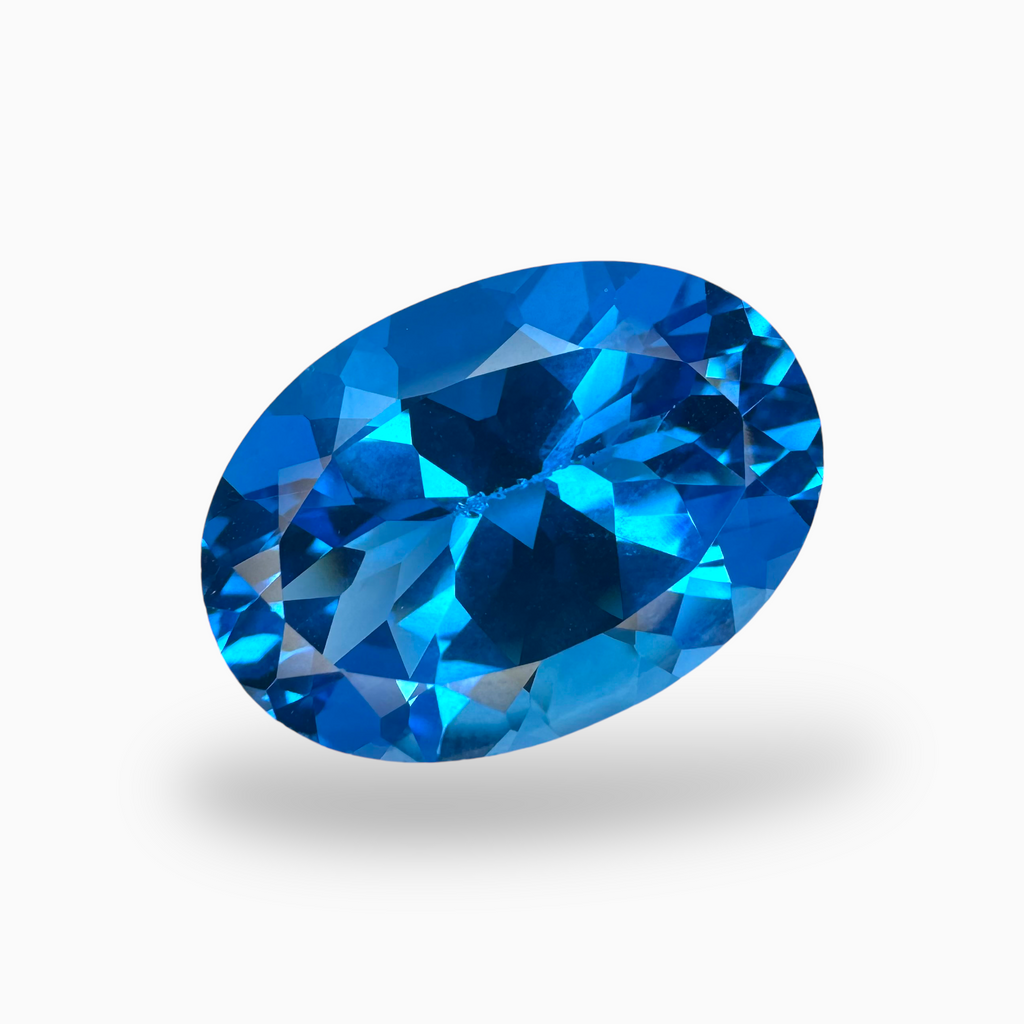 Swiss Blue Topaz Oval Shape 30.12 Carats Stone Size 23X16mm