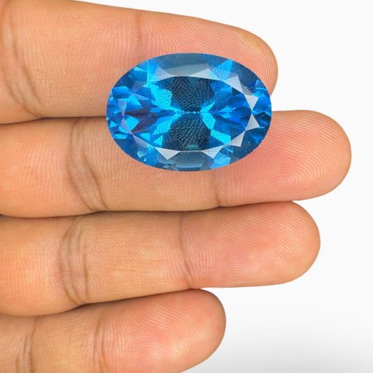 Swiss Blue Topaz Oval Shape 30.12 Carats Stone Size 23X16mm