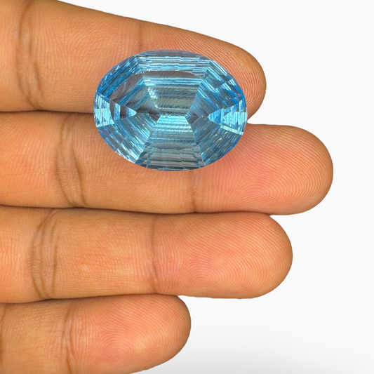 Swiss Blue Topaz Oval Shape 30.60 Carats Stone Size 23.5X18mm Fancy oval Cut