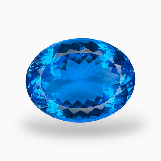 Deep Swiss Blue Topaz Oval Shape 46.73 Carats Stone Size 25X19mm