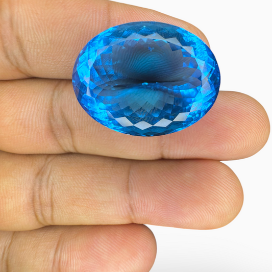 Deep Swiss Blue Topaz Oval Shape 46.73 Carats Stone Size 25X19mm