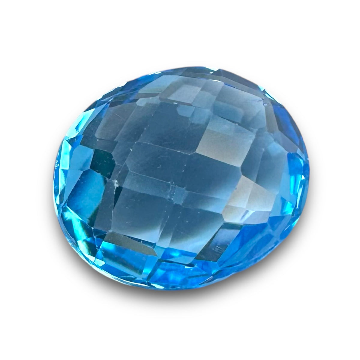 Swiss Blue Topaz 5.75 Carats Oval Shape Stone Size 11.9X10mm Rose Cut