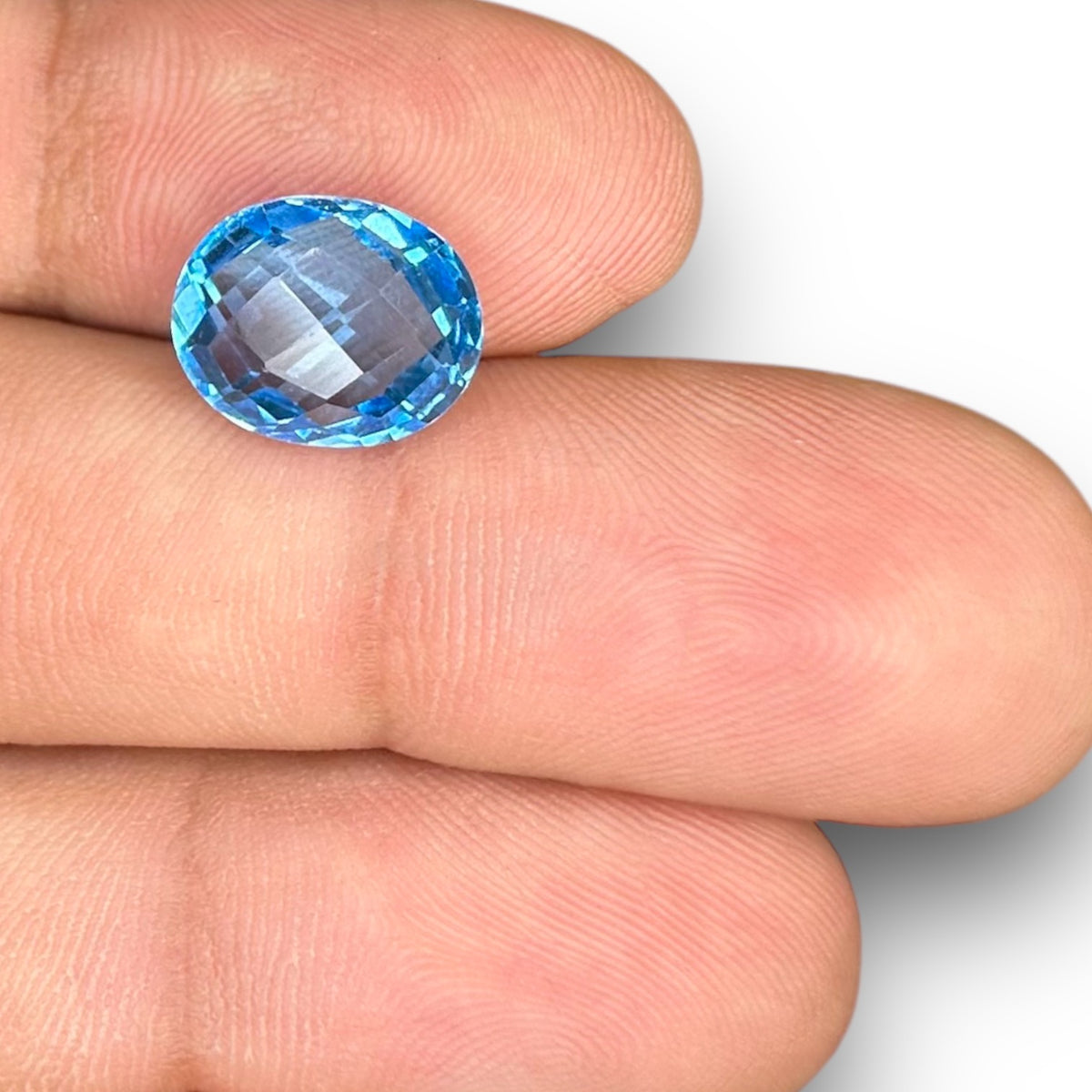 Swiss Blue Topaz 5.84 Carats Oval Shape Stone Size 11.8X9.9mm Rose Cut
