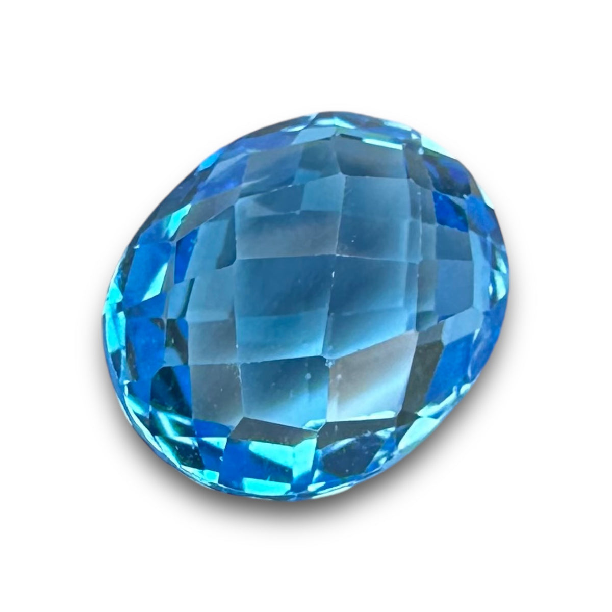 Swiss Blue Topaz 5.84 Carats Oval Shape Stone Size 11.8X9.9mm Rose Cut