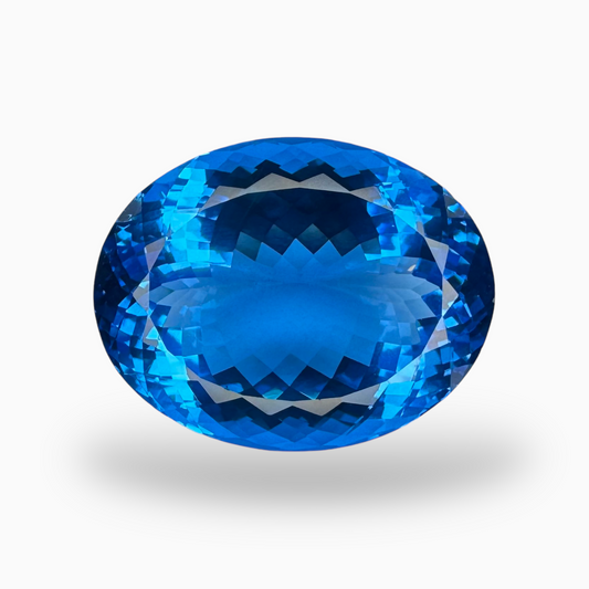 Deep Swiss Blue Topaz Oval Shape 51.60 Carats Stone Size 25X19mm