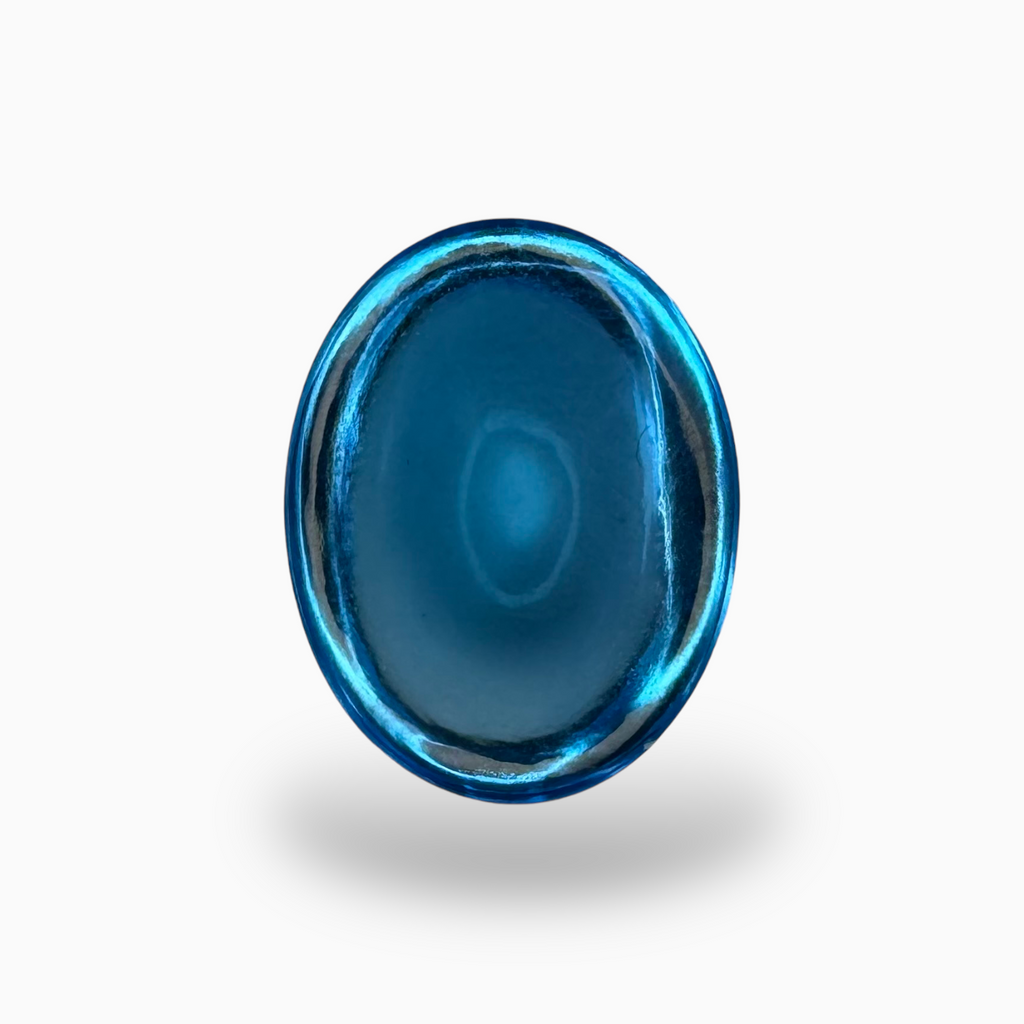 Swiss Blue Topaz Deep Sky Blue Color 14.20 Carats Oval Cabochon Shape Size 16X13mm