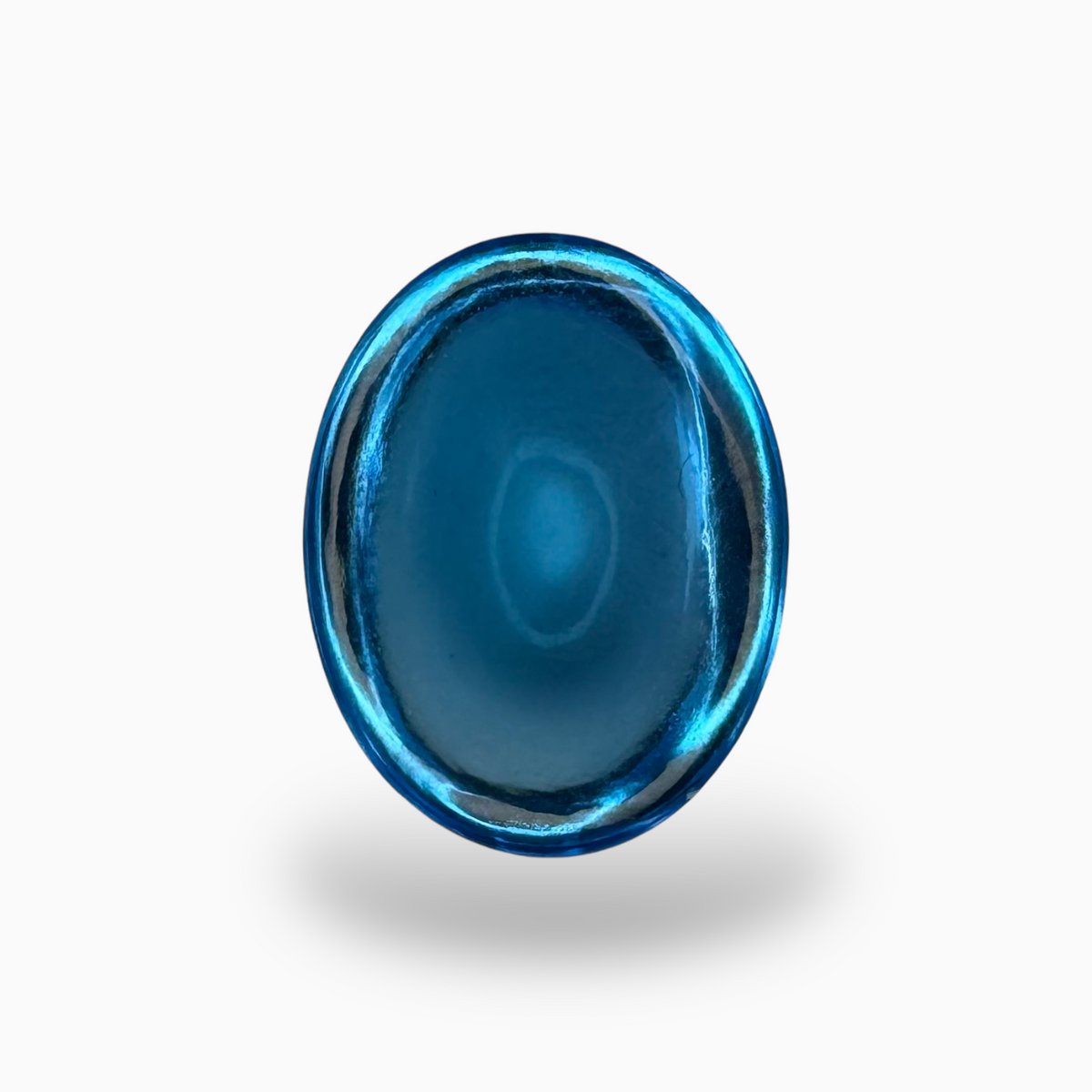 Swiss Blue Topaz Deep Sky Blue Color 14.20 Carats Oval Cabochon Shape Size 16X13mm