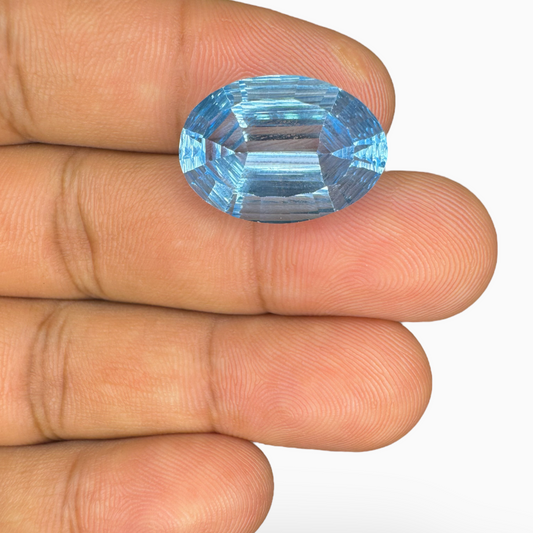 Swiss Blue Topaz 18.60 Carats Oval Fancy Cut Shape Stone Size 20X14mm