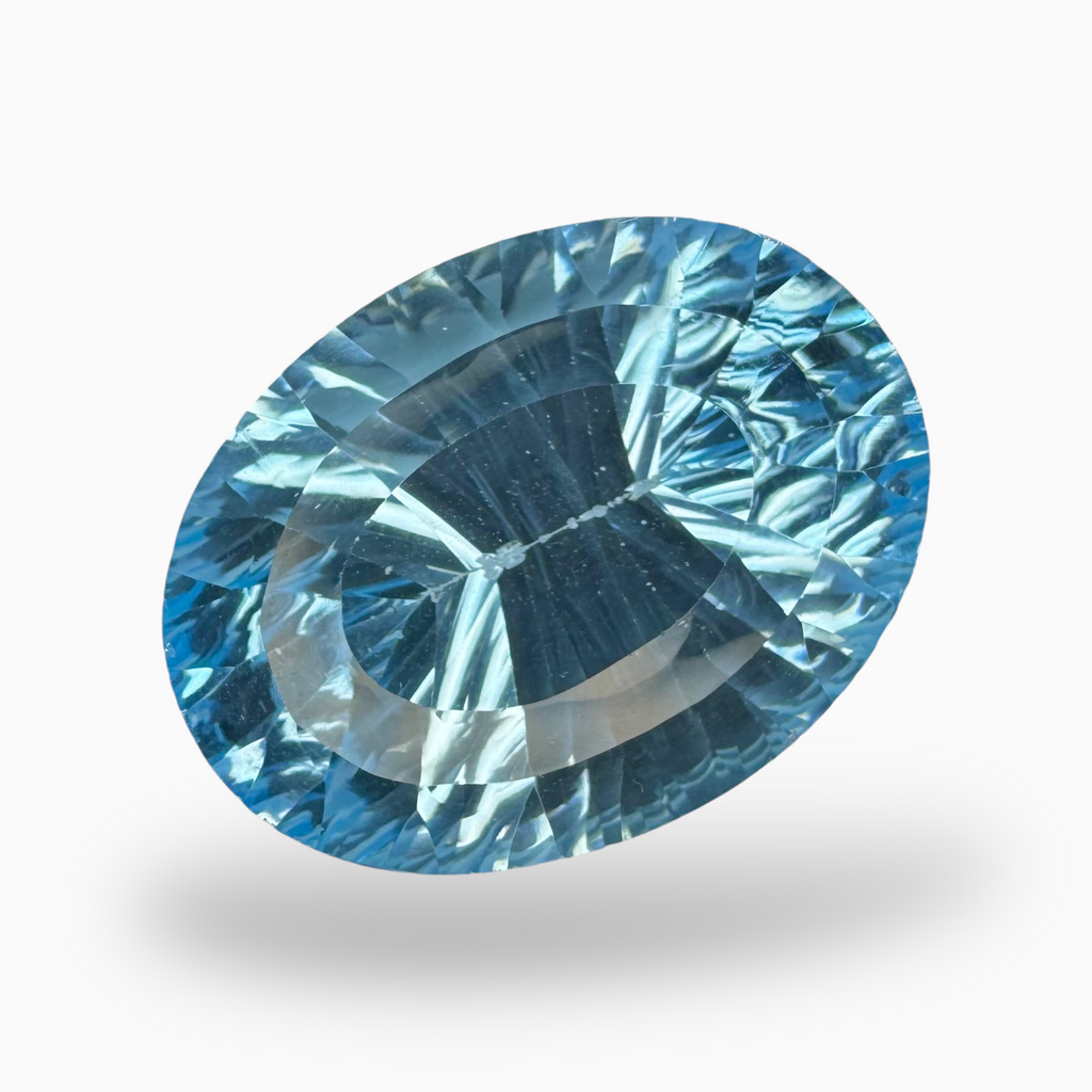 Swiss Blue Topaz 27.56 Carats Oval Fancy Cut Shape Stone Size 22X16mm