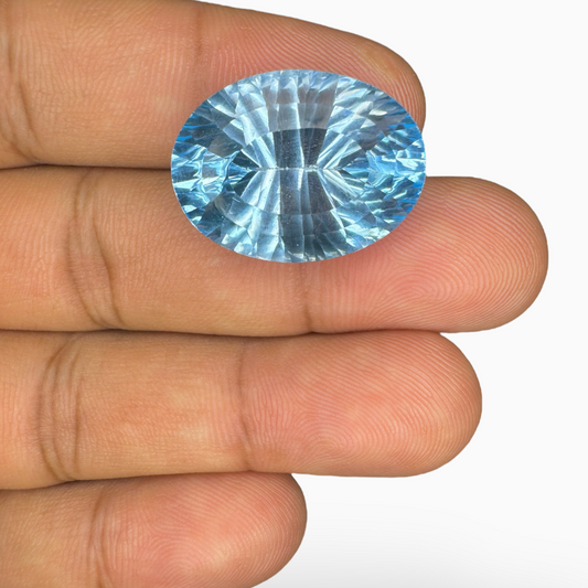 Swiss Blue Topaz 27.56 Carats Oval Fancy Cut Shape Stone Size 22X16mm