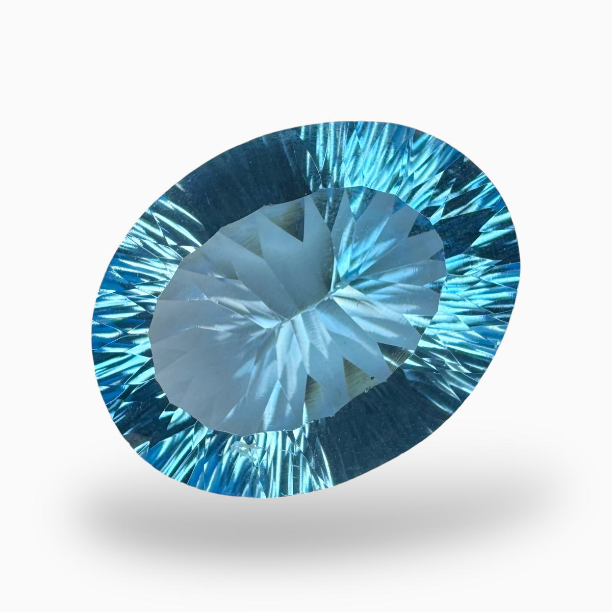 Swiss Blue Topaz 16.86 Carats Oval Fancy Cut Shape Stone Size 18X14mm Laser Cut