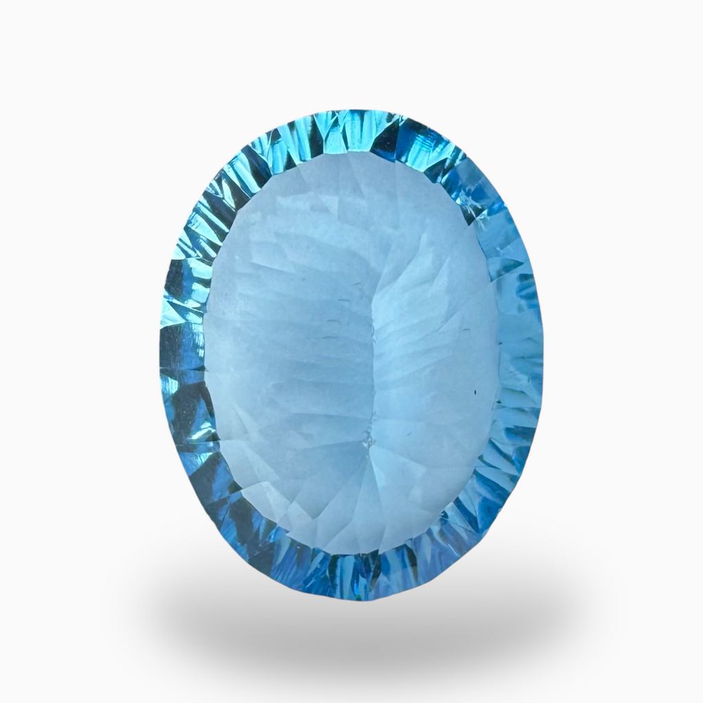 Swiss Blue Topaz 16.86 Carats Oval Fancy Cut Shape Stone Size 18X14mm Laser Cut