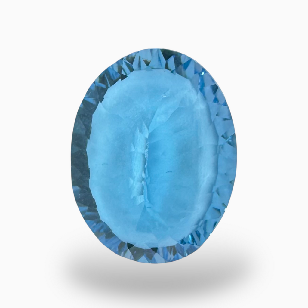 Swiss Blue Topaz 16.92 Carats Oval Fancy Cut Shape Stone Size 18X14mm Laser Cut