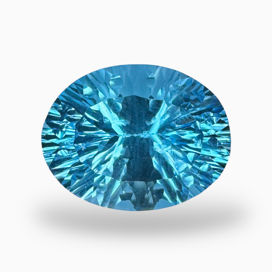 Swiss Blue Topaz 16.92 Carats Oval Fancy Cut Shape Stone Size 18X14mm Laser Cut