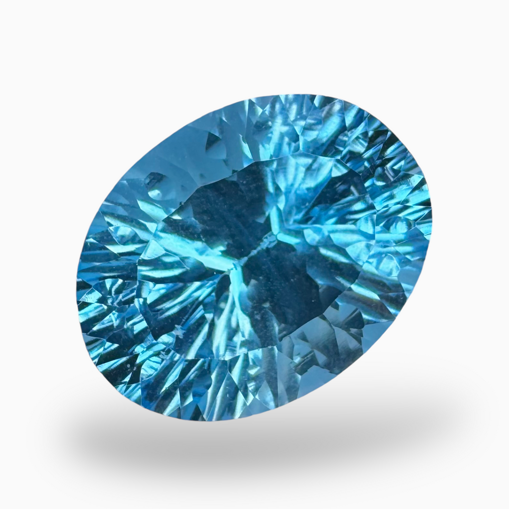 Swiss Blue Topaz 16.92 Carats Oval Fancy Cut Shape Stone Size 18X14mm Laser Cut