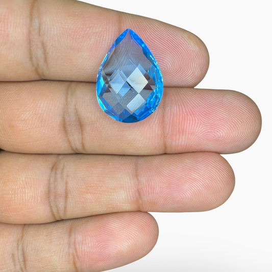 Swiss Blue Topaz 16.40 Carats Pear Shape Stone Size 20X15mm Rose Cut