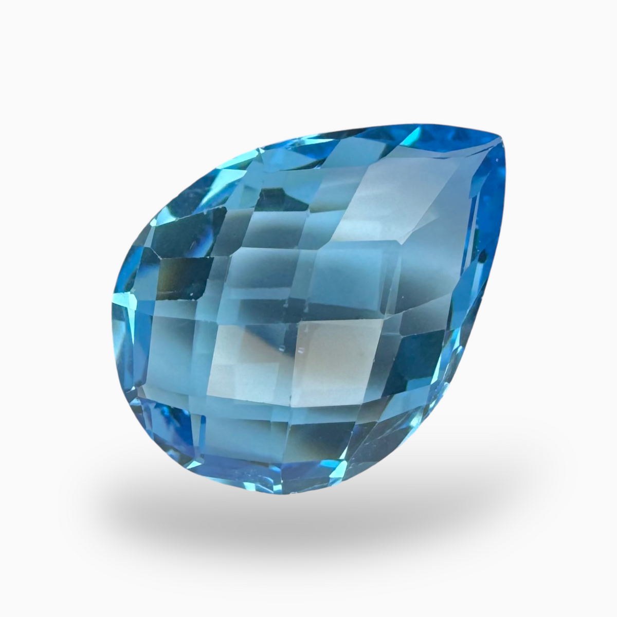 Swiss Blue Topaz 16.40 Carats Pear Shape Stone Size 20X15mm Rose Cut