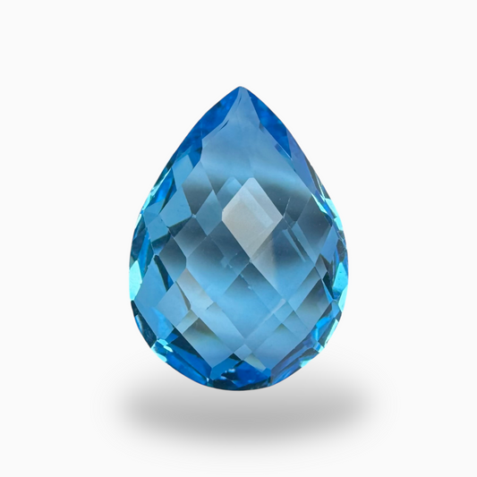 Swiss Blue Topaz 16.40 Carats Pear Shape Stone Size 20X15mm Rose Cut