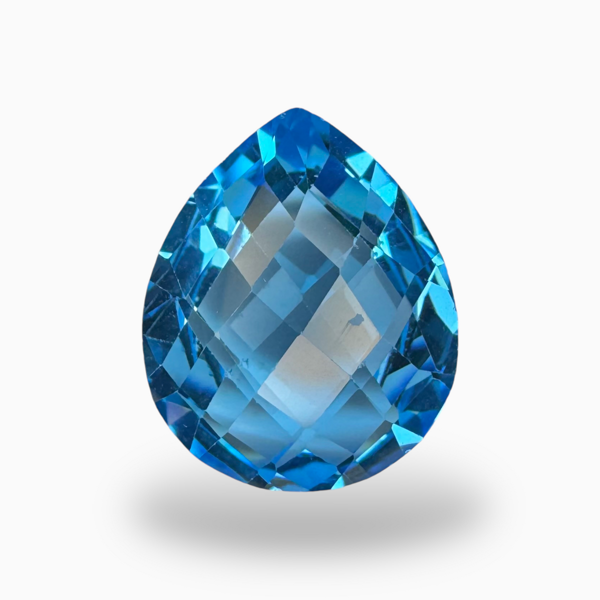 Swiss Blue Topaz 19.16 Carats Pear Shape Stone Size 19X16mm Rose Cut