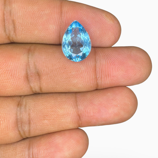 Swiss Blue Topaz Deep Sky Blue Color 5.95 Carats Pear Shape Stone Size 14X10mm