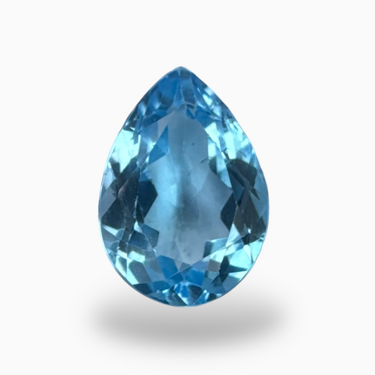 Swiss Blue Topaz Deep Sky Blue Color 5.95 Carats Pear Shape Stone Size 14X10mm