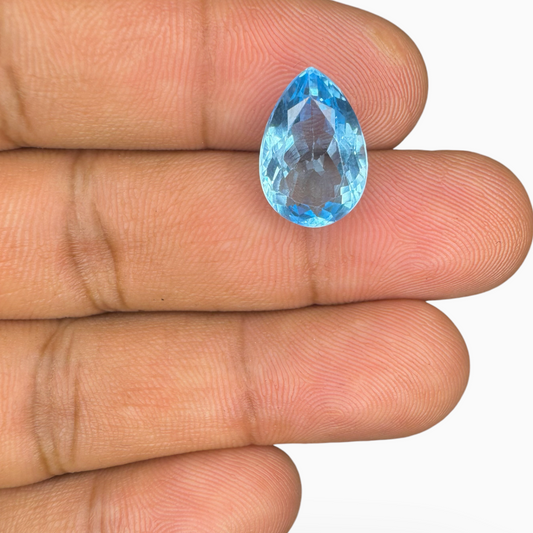 Swiss Blue Topaz Deep Sky Blue Color 6.42 Carats Pear Shape Stone Size 14X10mm