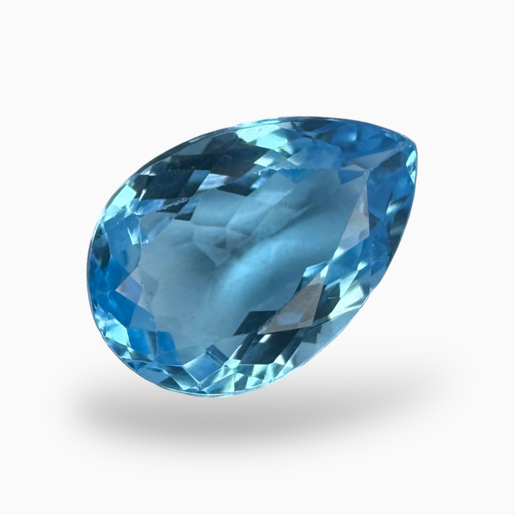 Swiss Blue Topaz Deep Sky Blue Color 6.42 Carats Pear Shape Stone Size 14X10mm