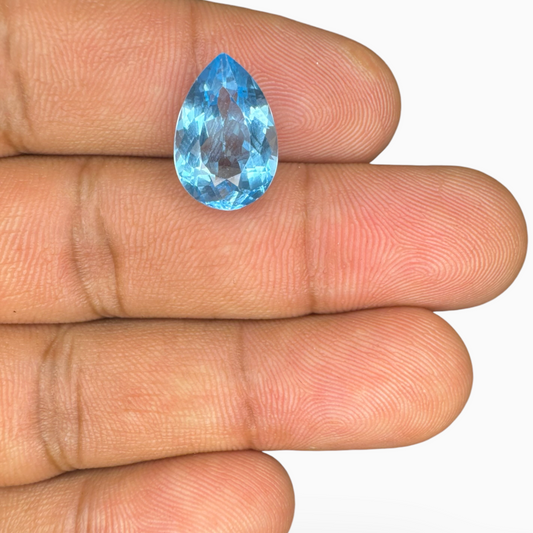 Swiss Blue Topaz Deep Sky Blue Color 6.79 Carats Pear Shape Stone Size 14.5X10mm