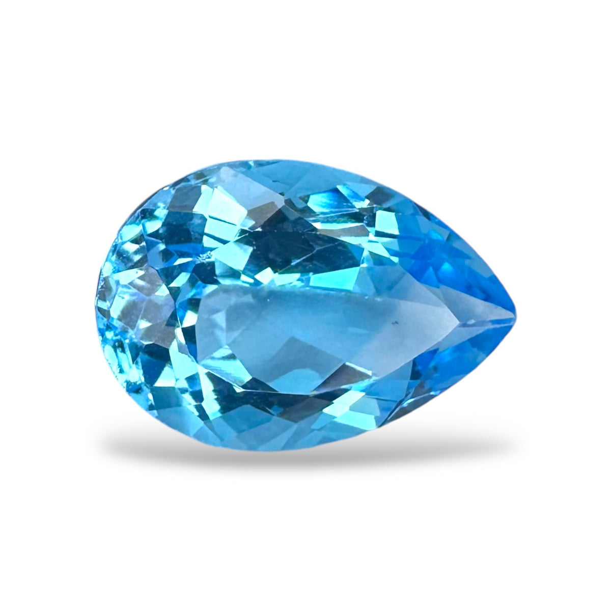 Swiss Blue Topaz Deep Sky Blue Color 7.51 Carats Pear Shape Stone Size 15X10.2mm