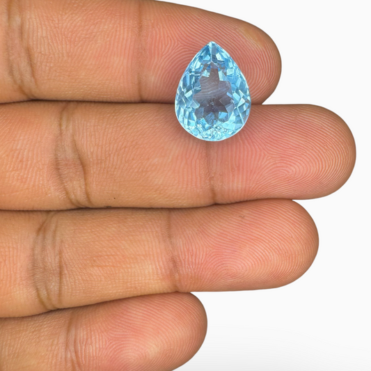 Swiss Blue Topaz Deep Sky Blue Color 9.05 Carats Trilliant Shape Stone Size 14X11mm