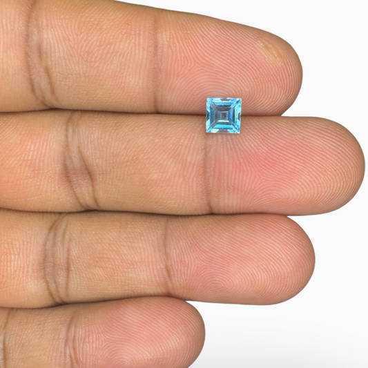 Swiss Deep Sky Blue Topaz 0.80 Carats Princess Cut Shape Size 5X5mm