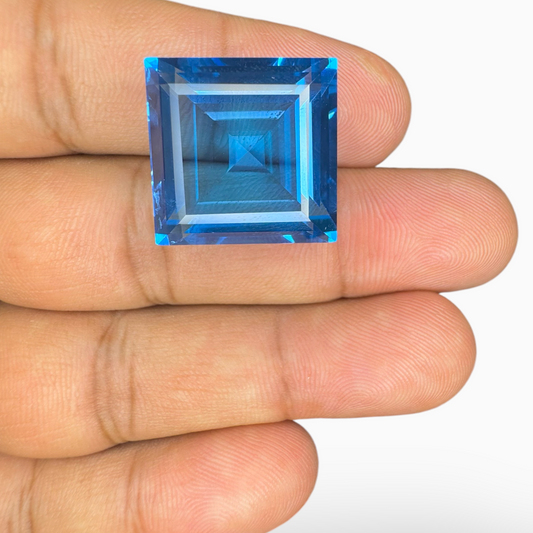 Swiss Blue Topaz 40.12 Carats Square Shape Stone Size 18X18mm