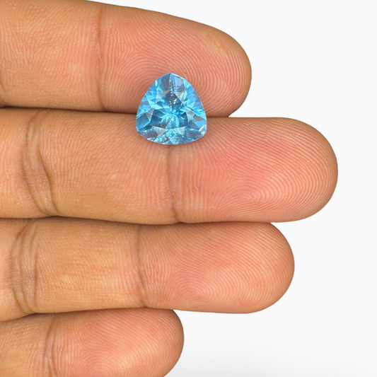 Swiss Blue Topaz Deep Sky Blue Color 3.64 Carats Trilliant Shape Stone Size 10mm