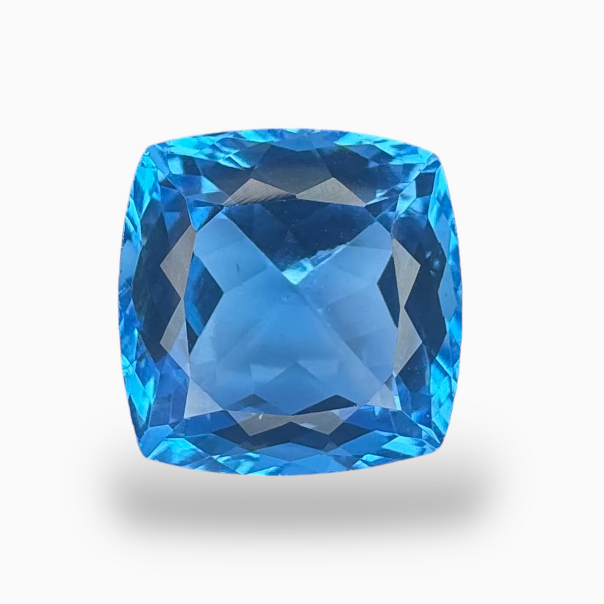Deep Swiss Blue Topaz Cushion Shape 15.33 Carats Stone Size 14.5mm
