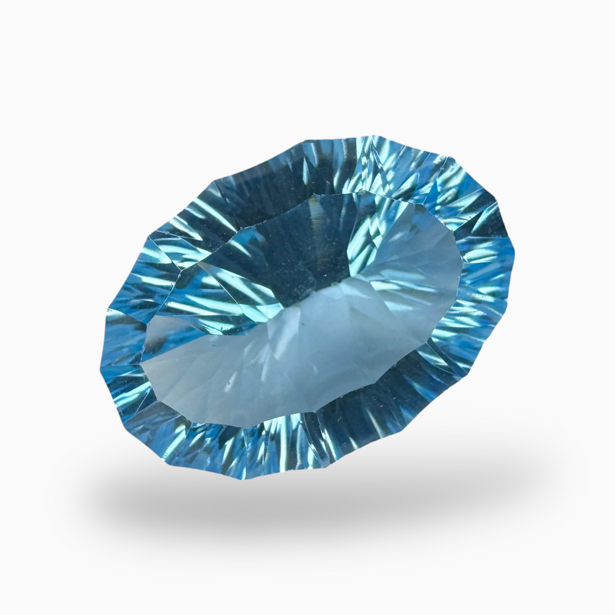 Swiss Blue Topaz 16.78 Carats Oval Fancy Cut Shape Stone Size 19X14mmLaser Cut