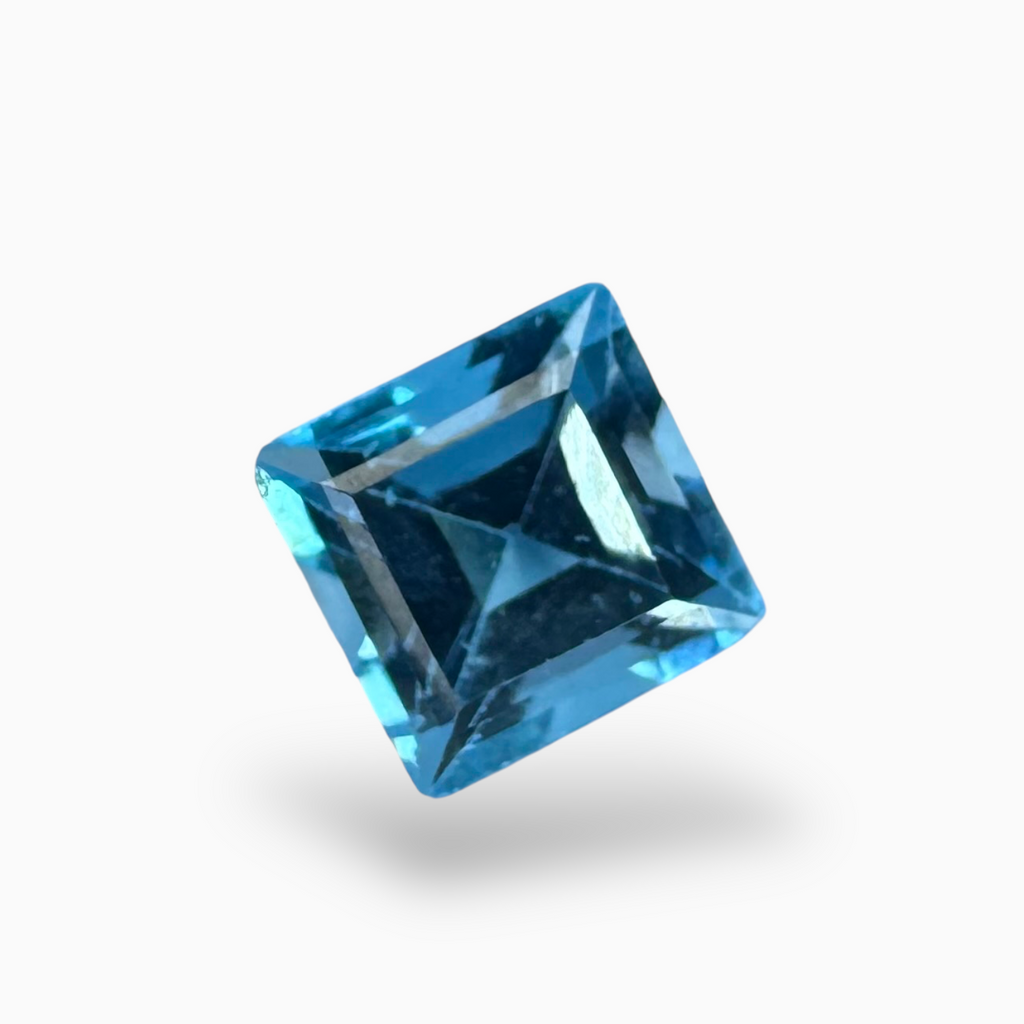 Topaz Swiss Deep Blue Color 2.24 Carats Princess Cut Shape Size 7X7mm