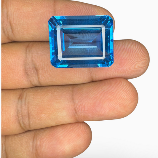 Swiss Blue Topaz Emerald Cut Shape 43.84 Carats Stone Size 21X16mm